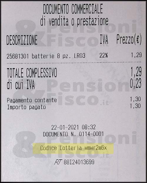 Scontrino e Codice Lotteria